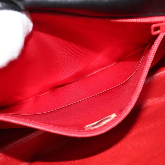 CHANEL Matelasse Chain Shoulder Bag Satin Black Gold CC Auth 113270AV