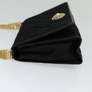 CHANEL Matelasse Chain Shoulder Bag Satin Black Gold CC Auth 113270AV-3