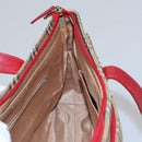 BURBERRY Nova Check Hand Bag Canvas Beige Red Auth 113293-19