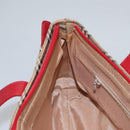 BURBERRY Nova Check Hand Bag Canvas Beige Red Auth 113293-20
