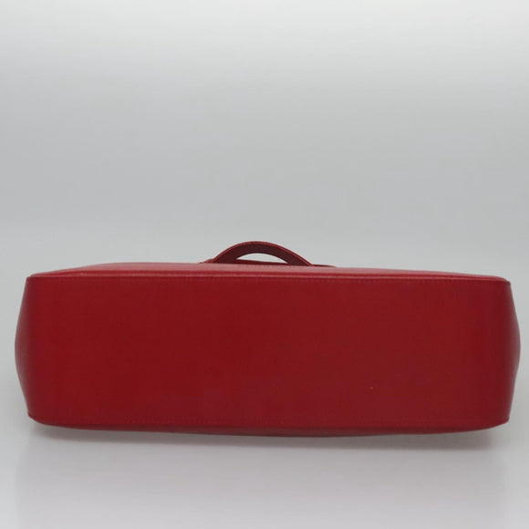 BURBERRY Nova Check Hand Bag Canvas Beige Red Auth 113293