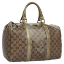GUCCI GG Crystal Hand Bag Coated Canvas Brown Gold 193603 Auth 113305-1