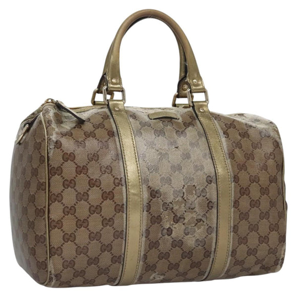 GUCCI GG Crystal Hand Bag Coated Canvas Brown Gold 193603 Auth 113305