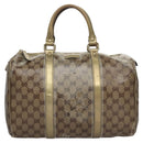 GUCCI GG Crystal Hand Bag Coated Canvas Brown Gold 193603 Auth 113305-13