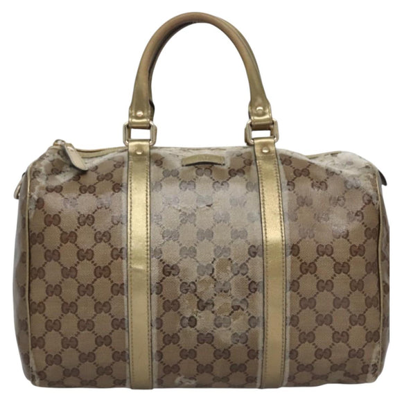 GUCCI GG Crystal Hand Bag Coated Canvas Brown Gold 193603 Auth 113305
