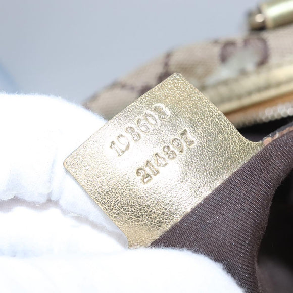 GUCCI GG Crystal Hand Bag Coated Canvas Brown Gold 193603 Auth 113305