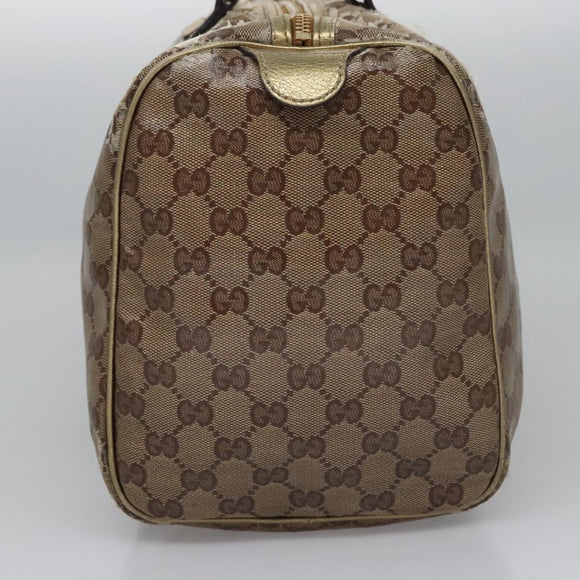 GUCCI GG Crystal Hand Bag Coated Canvas Brown Gold 193603 Auth 113305