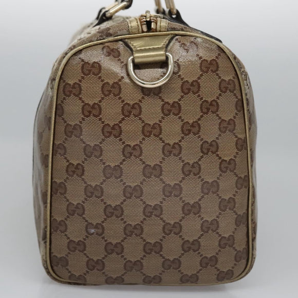 GUCCI GG Crystal Hand Bag Coated Canvas Brown Gold 193603 Auth 113305