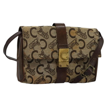 CELINE C Macadam Canvas Shoulder Bag Beige Brown Auth 113310