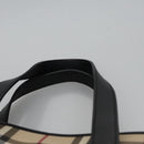 BURBERRY Nova Check Hand Bag PVC Beige Black Silver Auth 113312-8