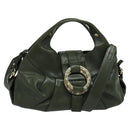 BVLGARI Hand Bag Leather 2way Green Auth 113313-1