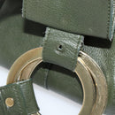 BVLGARI Hand Bag Leather 2way Green Auth 113313-10