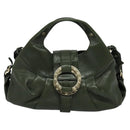 BVLGARI Hand Bag Leather 2way Green Auth 113313-2