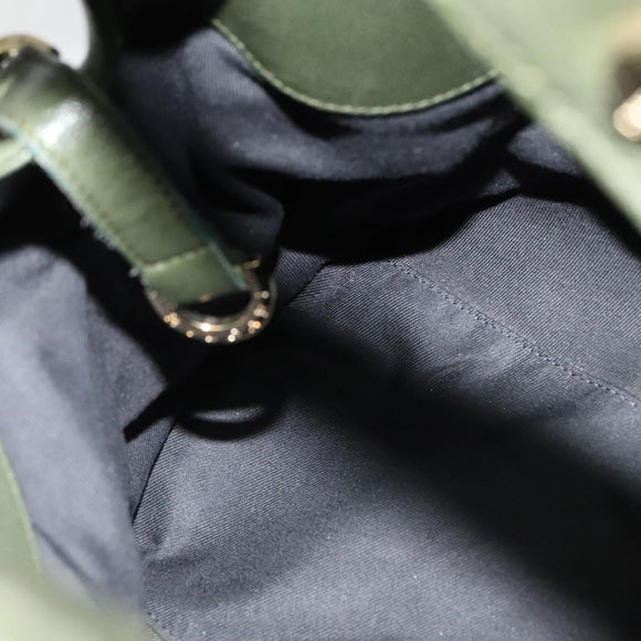 BVLGARI Hand Bag Leather 2way Green Auth 113313