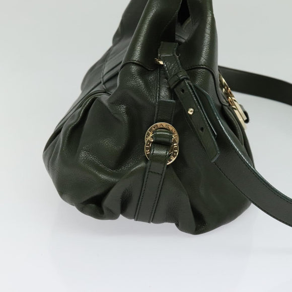 BVLGARI Hand Bag Leather 2way Green Auth 113313