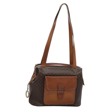 CELINE Macadam Canvas Shoulder Bag PVC Leather Brown Auth 113333