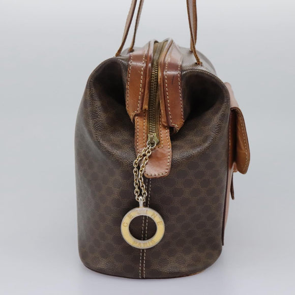 CELINE Macadam Canvas Shoulder Bag PVC Leather Brown Auth 113333