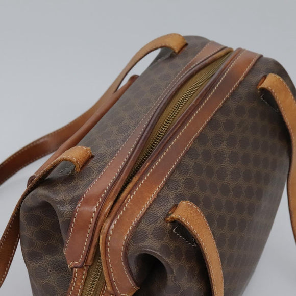 CELINE Macadam Canvas Shoulder Bag PVC Leather Brown Auth 113333