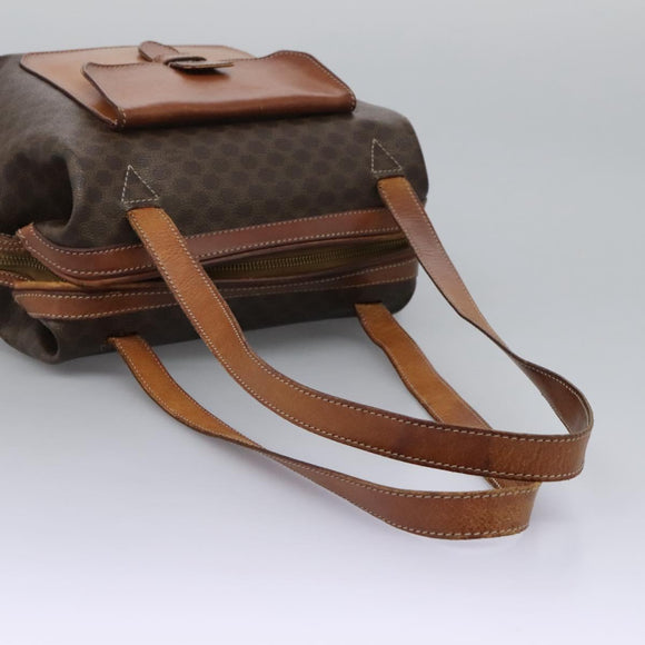 CELINE Macadam Canvas Shoulder Bag PVC Leather Brown Auth 113333