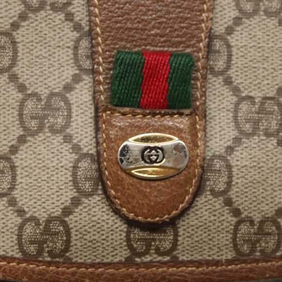 GUCCI GG Supreme Web Sherry Line Clutch Bag PVC Beige Gold 014 122 Auth 113335