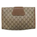 GUCCI GG Supreme Web Sherry Line Clutch Bag PVC Beige Gold 014 122 Auth 113335-2