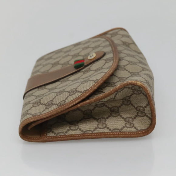 GUCCI GG Supreme Web Sherry Line Clutch Bag PVC Beige Gold 014 122 Auth 113335