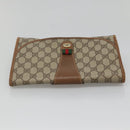 GUCCI GG Supreme Web Sherry Line Clutch Bag PVC Beige Gold 014 122 Auth 113335-5