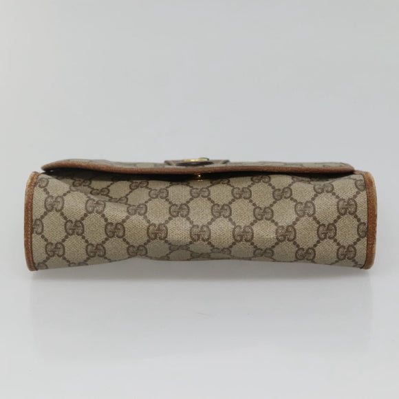 GUCCI GG Supreme Web Sherry Line Clutch Bag PVC Beige Gold 014 122 Auth 113335