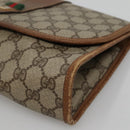 GUCCI GG Supreme Web Sherry Line Clutch Bag PVC Beige Gold 014 122 Auth 113335-7