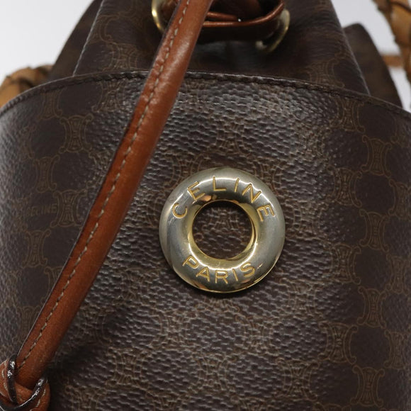 CELINE Macadam Canvas Shoulder Bag PVC Leather Brown Auth 113406