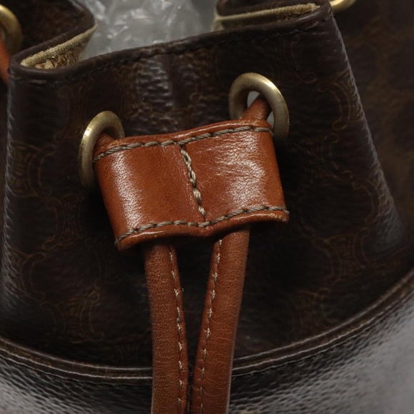 CELINE Macadam Canvas Shoulder Bag PVC Leather Brown Auth 113406