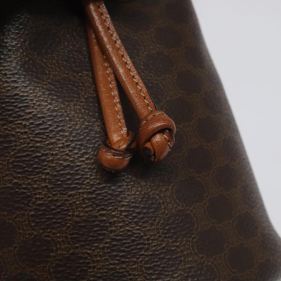 CELINE Macadam Canvas Shoulder Bag PVC Leather Brown Auth 113406