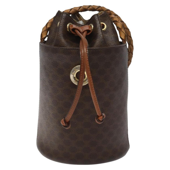 CELINE Macadam Canvas Shoulder Bag PVC Leather Brown Auth 113406