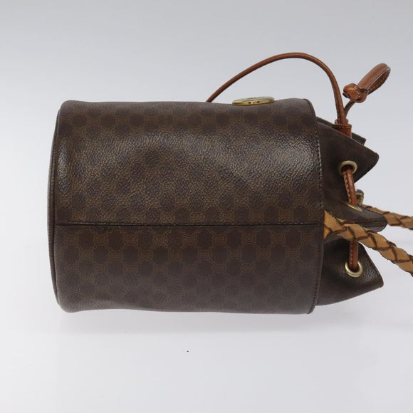 CELINE Macadam Canvas Shoulder Bag PVC Leather Brown Auth 113406