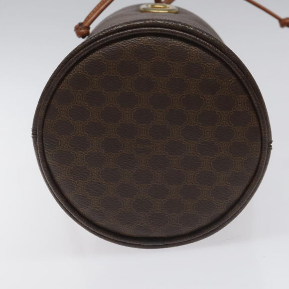 CELINE Macadam Canvas Shoulder Bag PVC Leather Brown Auth 113406
