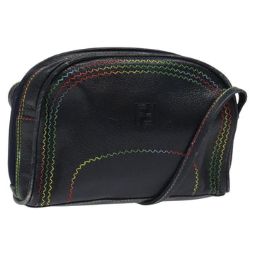 FENDI Shoulder Bag Leather Navy Auth 113423