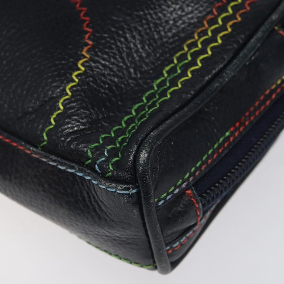 FENDI Shoulder Bag Leather Navy Auth 113423