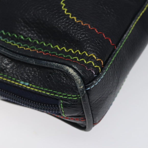 FENDI Shoulder Bag Leather Navy Auth 113423