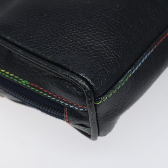 FENDI Shoulder Bag Leather Navy Auth 113423