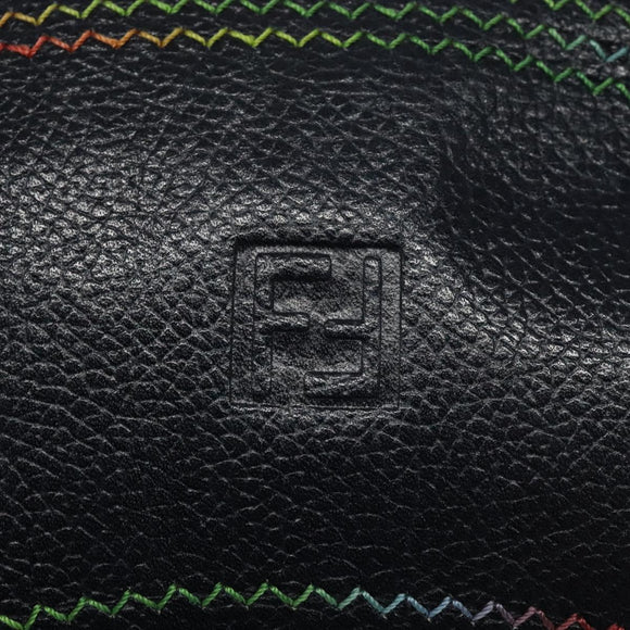 FENDI Shoulder Bag Leather Navy Auth 113423