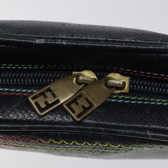 FENDI Shoulder Bag Leather Navy Auth 113423