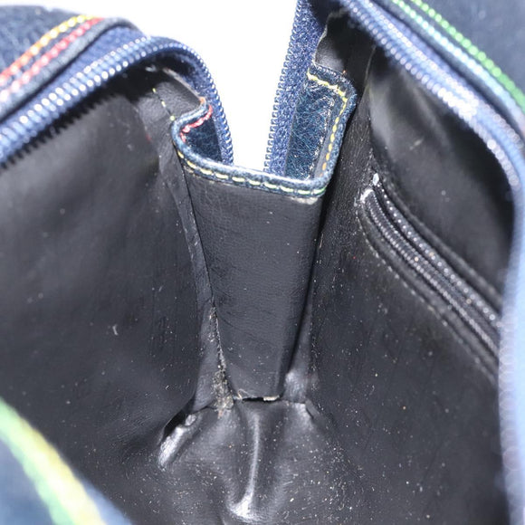 FENDI Shoulder Bag Leather Navy Auth 113423