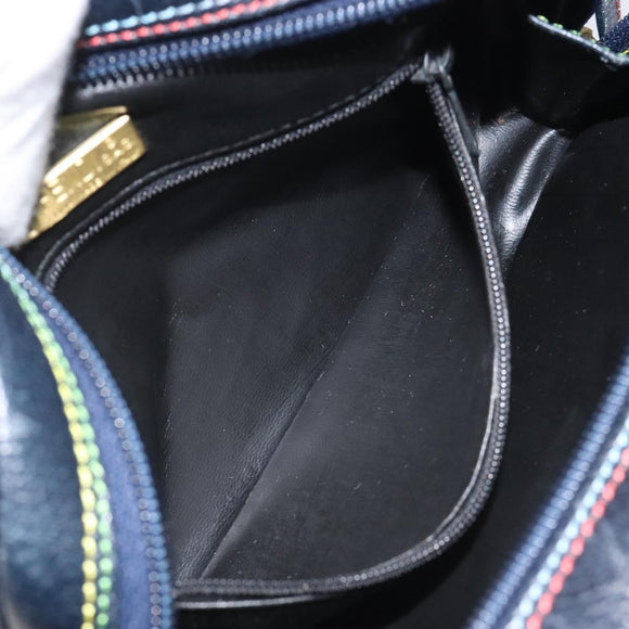 FENDI Shoulder Bag Leather Navy Auth 113423