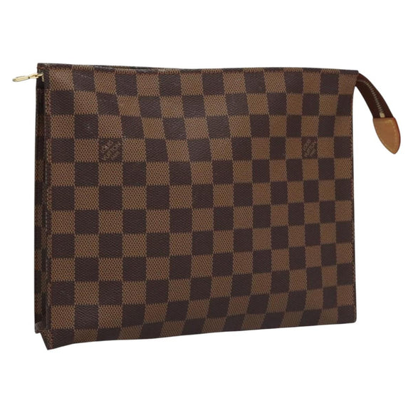 LOUIS VUITTON Damier Ebene Poche Toilette 26 Pouch N47543 LV Auth 113430