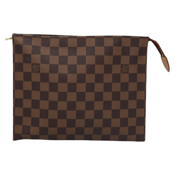 LOUIS VUITTON Damier Ebene Poche Toilette 26 Pouch N47543 LV Auth 113430