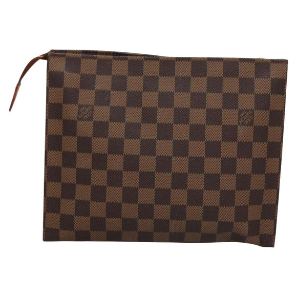 LOUIS VUITTON Damier Ebene Poche Toilette 26 Pouch N47543 LV Auth 113430