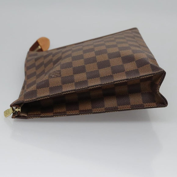 LOUIS VUITTON Damier Ebene Poche Toilette 26 Pouch N47543 LV Auth 113430