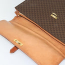 CELINE Macadam Canvas Business Bag PVC Leather Brown Gold Auth 113439-10