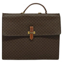 CELINE Macadam Canvas Business Bag PVC Leather Brown Gold Auth 113439-13