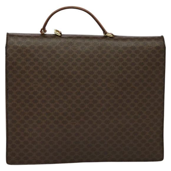 CELINE Macadam Canvas Business Bag PVC Leather Brown Gold Auth 113439